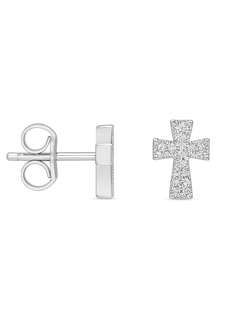 Brinco Crucifixo Cravejado (Prata 925)