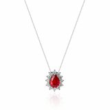 Colar Gargantilha, Gota Vermelho Cravejada (Prata 925)