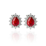 Brinco Gota Vermelho Cravejada (Prata 925)