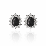 Brinco Gota Preto Cravejada (Prata 925)