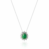 Colar Gargantilha, Gota Verde Cravejada (Prata 925)