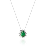 Colar Gargantilha, Gota Verde Cravejada (Prata 925)