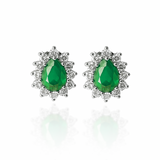 Brinco Gota Verde Cravejada (Prata 925)