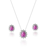 KIT Colar + Brinco, Gota Rose Cravejada (Prata 925)
