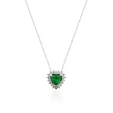 Colar Gargantilha, Coração Verde Cravejada (Prata 925)