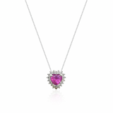 Colar Gargantilha, Coração Rose Cravejada (Prata 925)