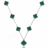 Colar 7 Trevos Verde (Prata 925)
