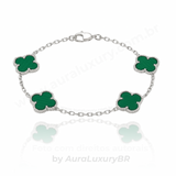 Pulseira 4 Trevos Verde (Prata 925)