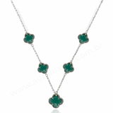 Colar 5 Trevos Verde (Prata 925)