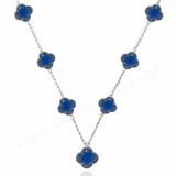 Colar 7 Trevos Azul (Prata 925)