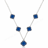 Colar 5 Trevos Azul (Prata 925)