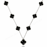 Colar 7 Trevos Preto (Prata 925)