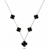 Colar 5 Trevos Preto (Prata 925)