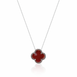 Colar Gargantilha Trevo Vermelho (Prata 925)