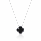 Colar Gargantilha Trevo Preto (Prata 925)