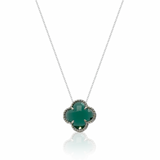 Colar Gargantilha Trevo Verde (Prata 925)