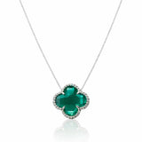 Colar Gargantilha Trevo Verde (Prata 925)