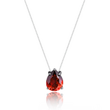 Colar Veneziana Ponto De Luz Gota Cristal - Vermelho (Prata 925)