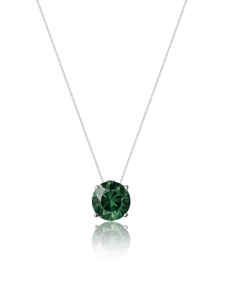 Colar Veneziana Prata 925 Legítima Ponto De Luz Cristal - Verde