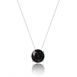 Colar Veneziana Ponto De Luz Cristal  - Preto (Prata 925)
