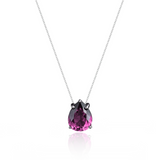Colar Veneziana Ponto De Luz Gota Cristal - Rosa (Prata 925)
