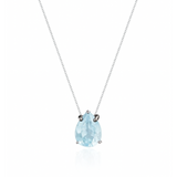 Colar Veneziana Ponto De Luz Gota Cristal - Azul (Prata 925)