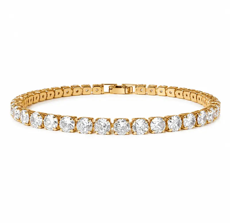 Pulseira Riviera 3mm Prata e Dourado em Zircônia