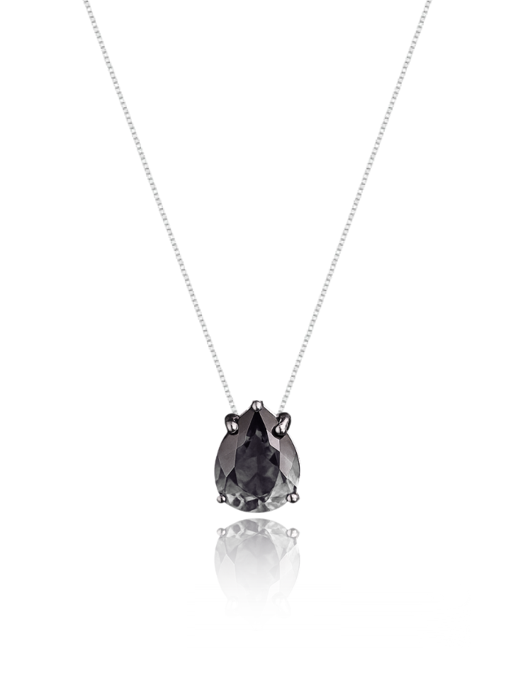 Colar Veneziana Ponto De Luz Gota Cristal - Transparente (Prata 925)  (2X1)