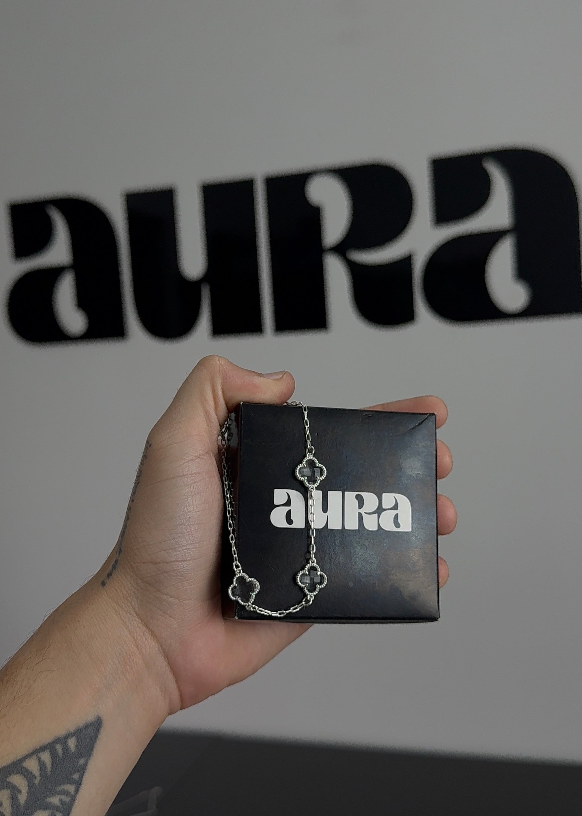 KIT Colar 5 Trevos Cristal + Pulseira 3 Trevos (Prata 925)
