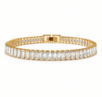 Pulseira Riviera Baquete 4mm Dourado ou Prata em Zircônia