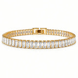 Pulseira Riviera Baquete 4mm Dourado ou Prata em Zircônia