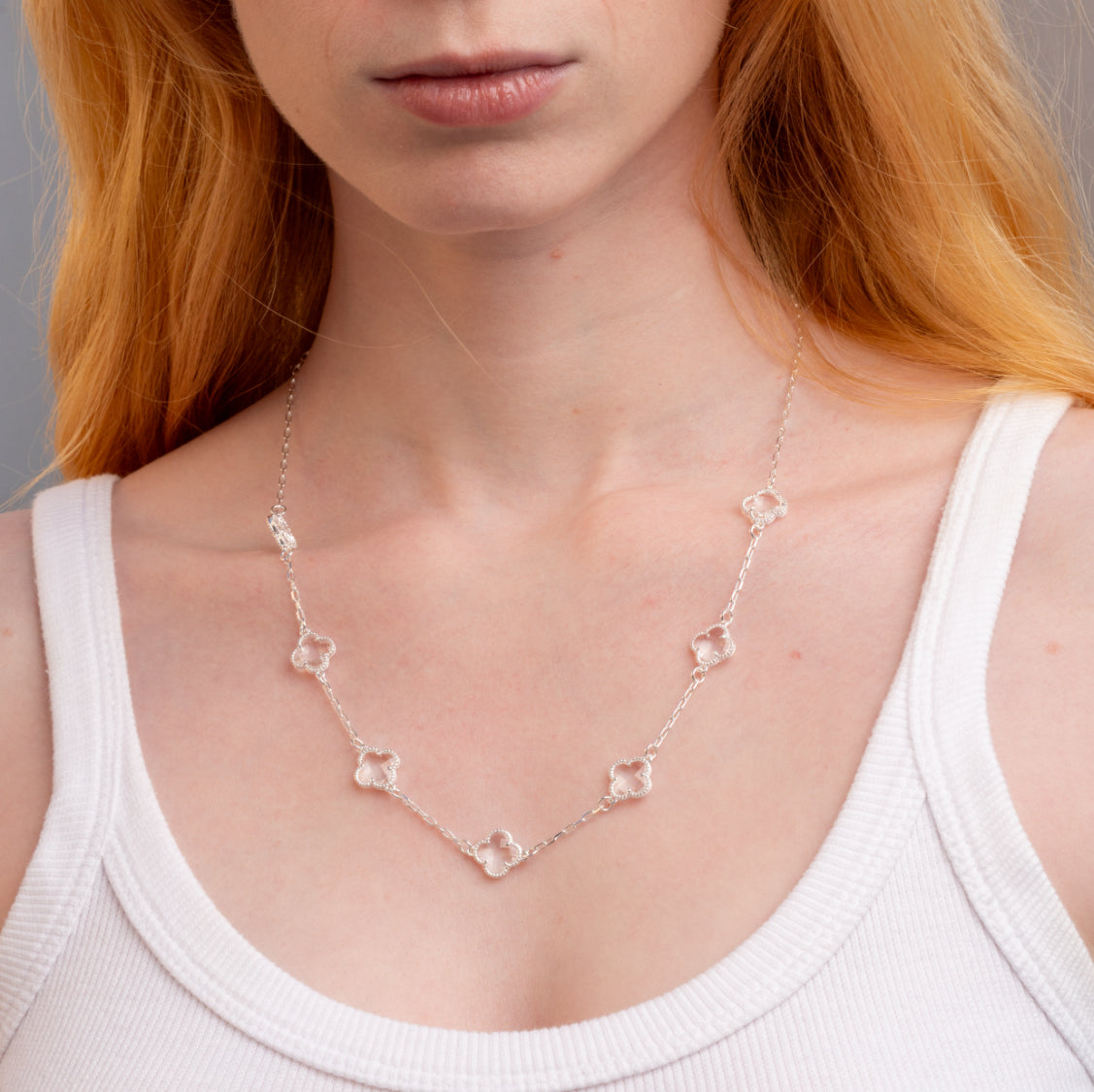 Colar 7 Trevos Cristal (Prata 925)