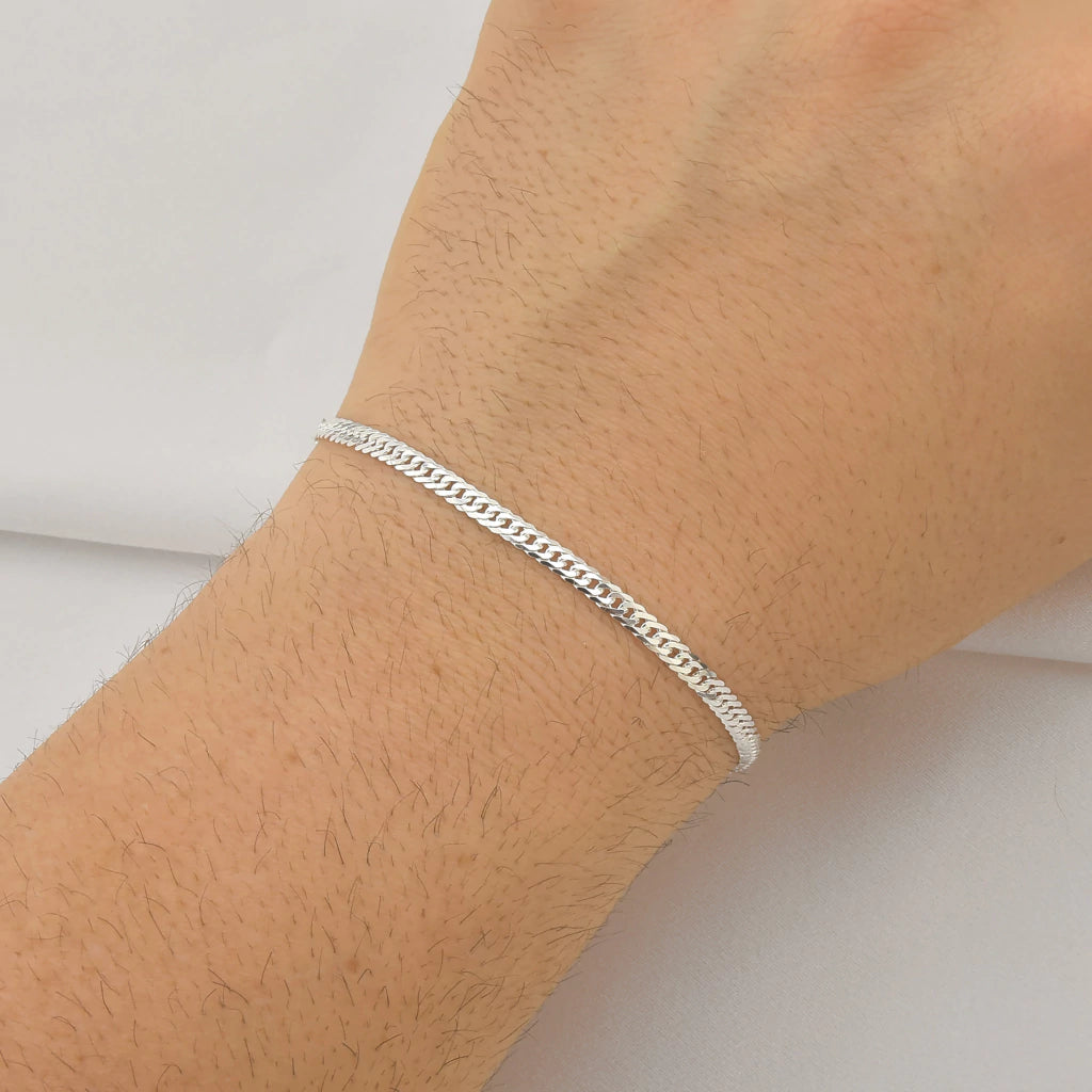 Pulseira Masculina Grumet Duplo 3,2mm (Prata 925)