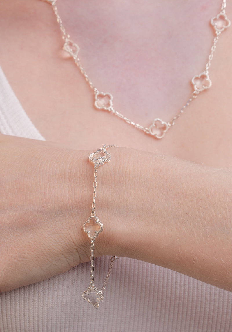 Pulseira 4 Trevos Cristal (Prata 925) (2X1)