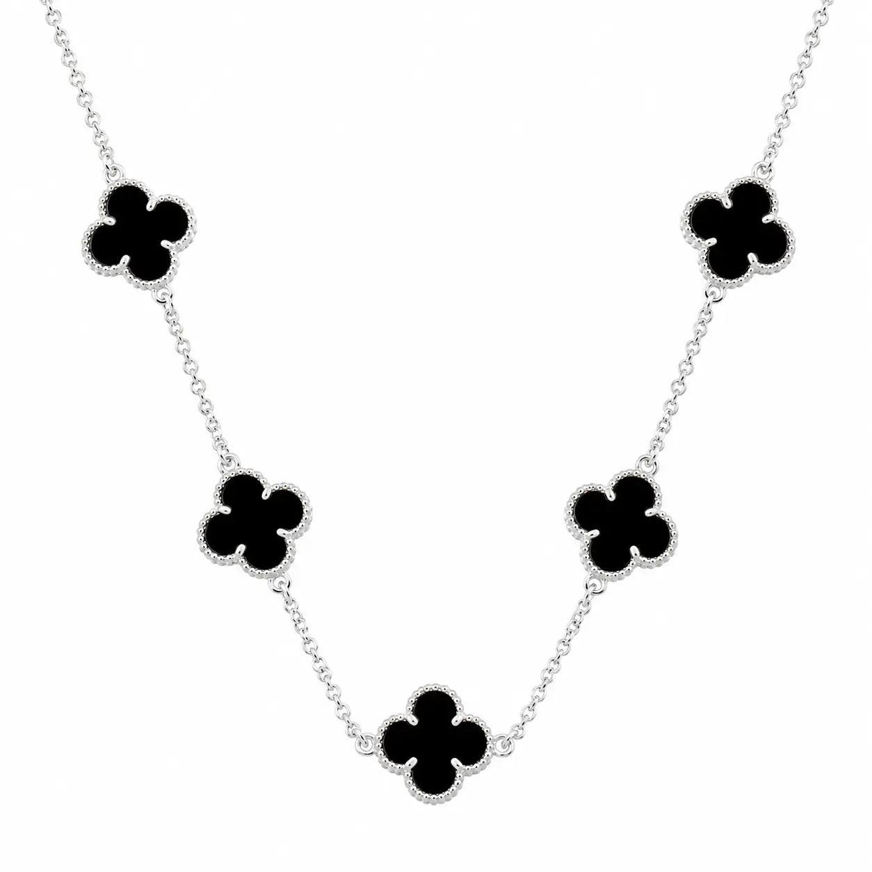 Colar Trevo preto 5 Trevos 