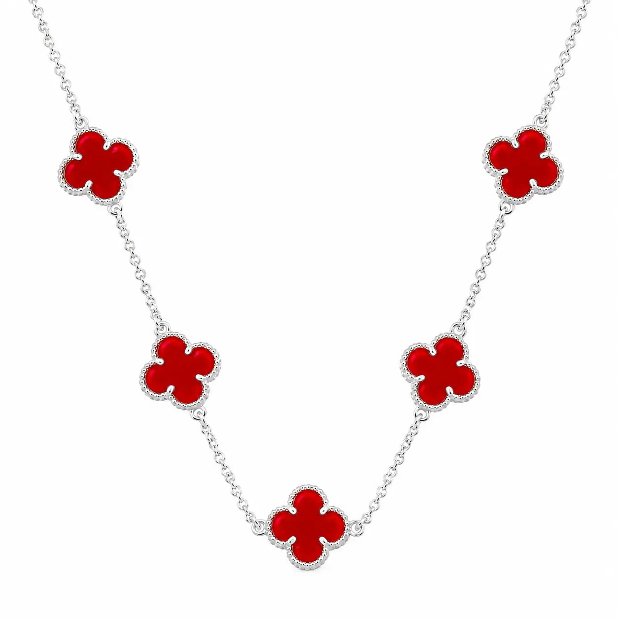 Colar Trevo Vermelho 5 Trevos