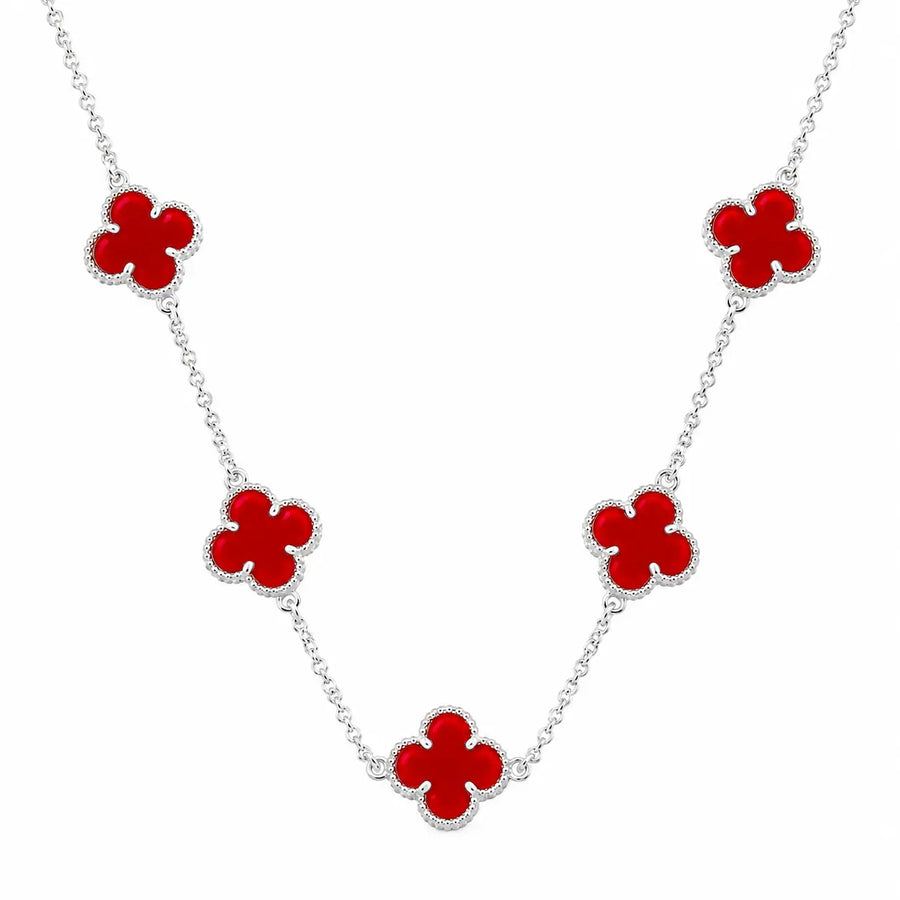 Colar Trevo Vermelho 5 Trevos