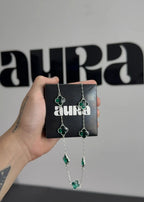 Colar 7 Trevos Verde (Prata 925) AuraLuxury