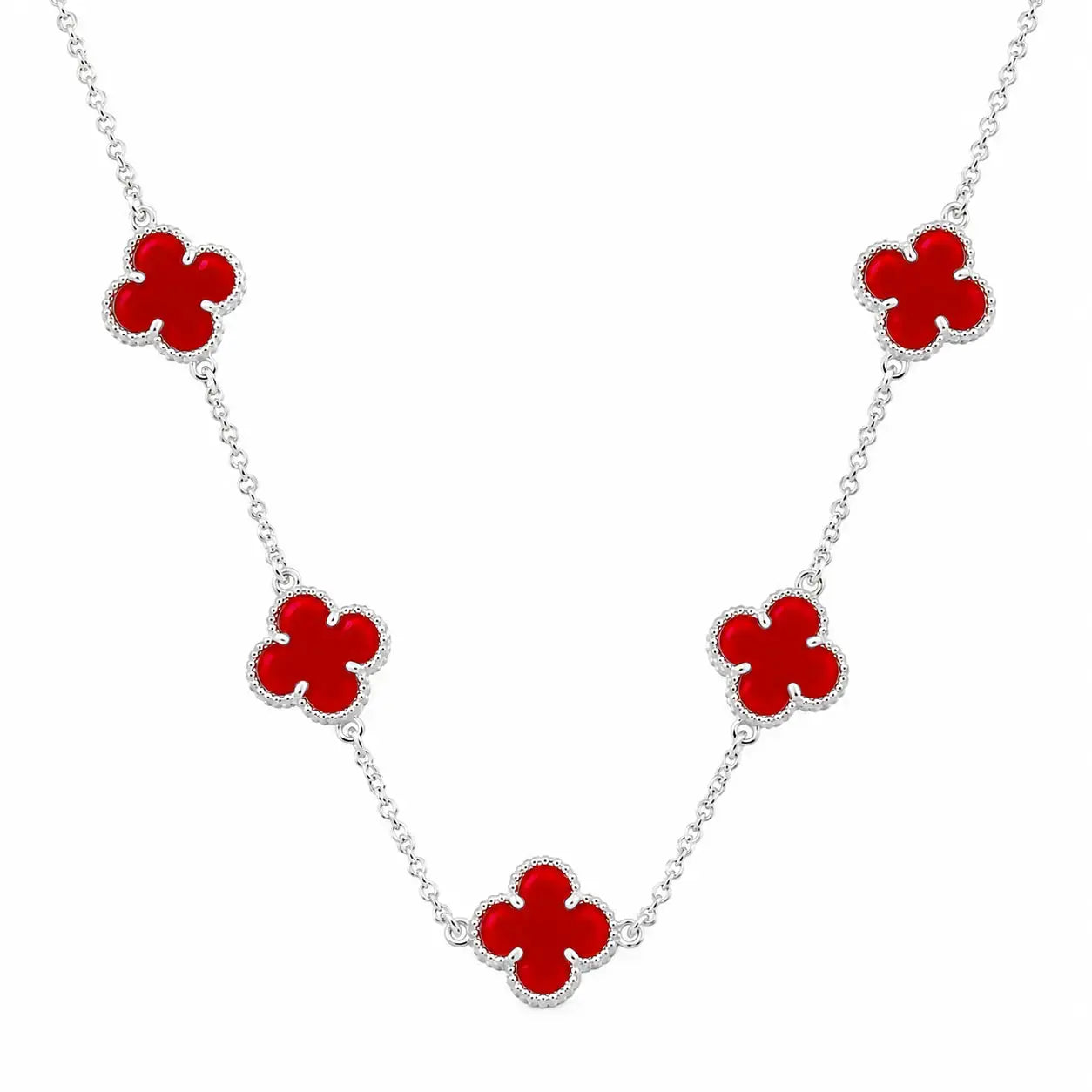 Colar Trevo Vermelho 5 Trevos