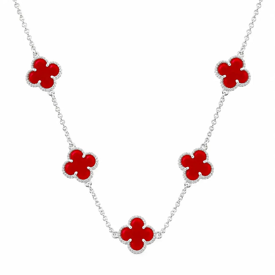 Colar Trevo Vermelho 5 Trevos
