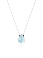 Colar Veneziana Ponto De Luz Gota Cristal - Azul (Prata 925)