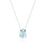 Colar Veneziana Ponto De Luz Gota Cristal - Azul (Prata 925)