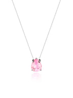Colar Veneziana Ponto De Luz Gota Cristal - Rosa (Prata 925)