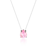 Colar Veneziana Ponto De Luz Gota Cristal - Rosa (Prata 925)