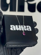 Colar Veneziana Ponto De Luz Gota Cristal - Rosa (Prata 925)