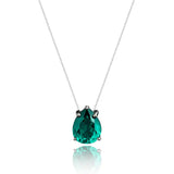 Colar Veneziana Ponto De Luz Gota Cristal - Verde (Prata 925)
