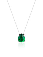 Colar Veneziana Ponto De Luz Gota Cristal - Verde (Prata 925)