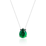 Colar Veneziana Ponto De Luz Gota Cristal - Verde (Prata 925)
