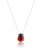 Colar Veneziana Ponto De Luz Gota Cristal - Vermelho (Prata 925)