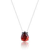 Colar Veneziana Ponto De Luz Gota Cristal - Vermelho (Prata 925)